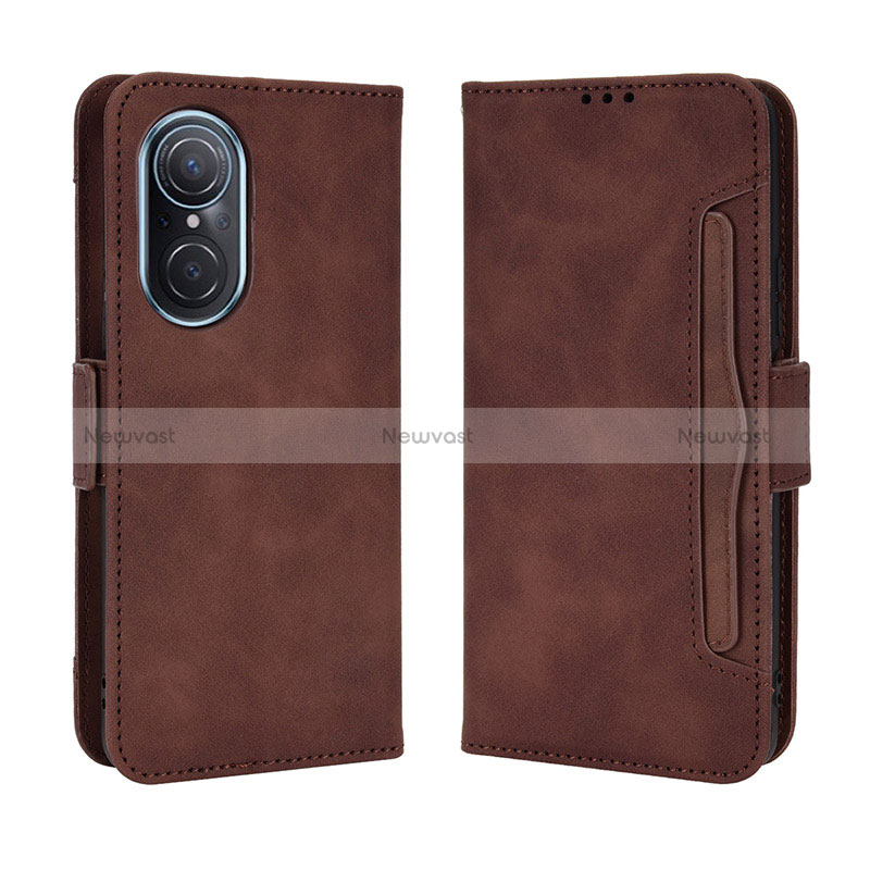 Leather Case Stands Flip Cover Holder BY3 for Huawei Honor 50 SE 5G Brown