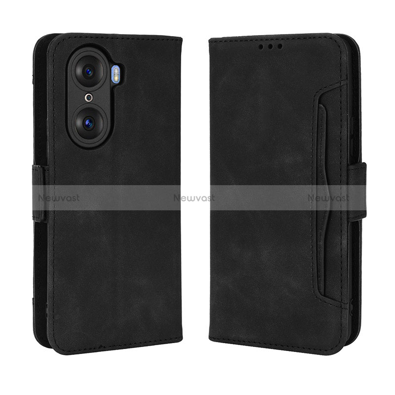 Leather Case Stands Flip Cover Holder BY3 for Huawei Honor 60 5G Black