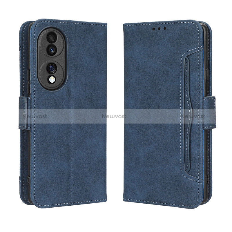 Leather Case Stands Flip Cover Holder BY3 for Huawei Honor 70 5G Blue