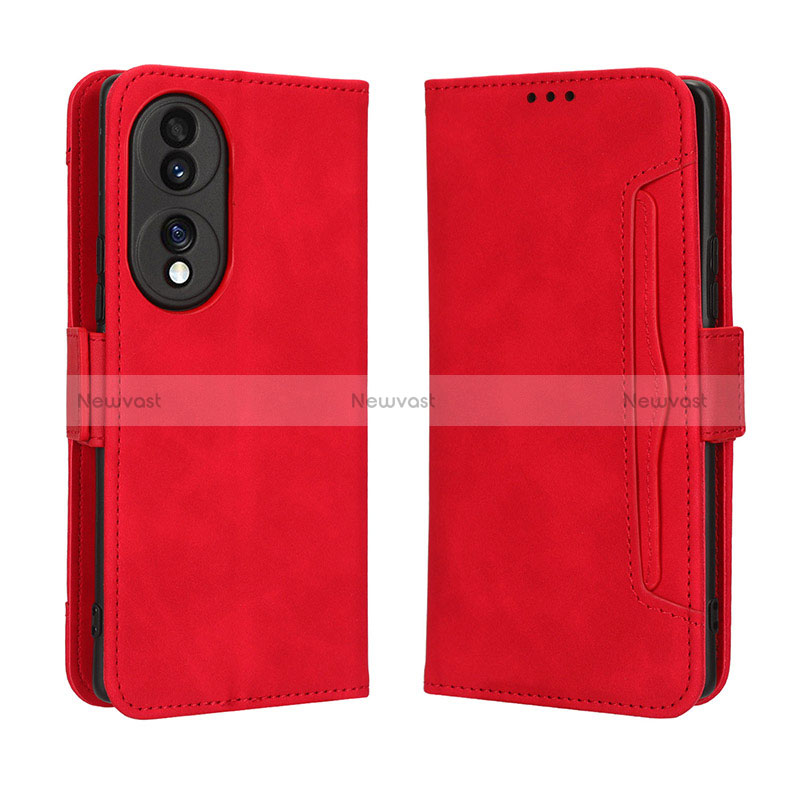 Leather Case Stands Flip Cover Holder BY3 for Huawei Honor 70 5G Red