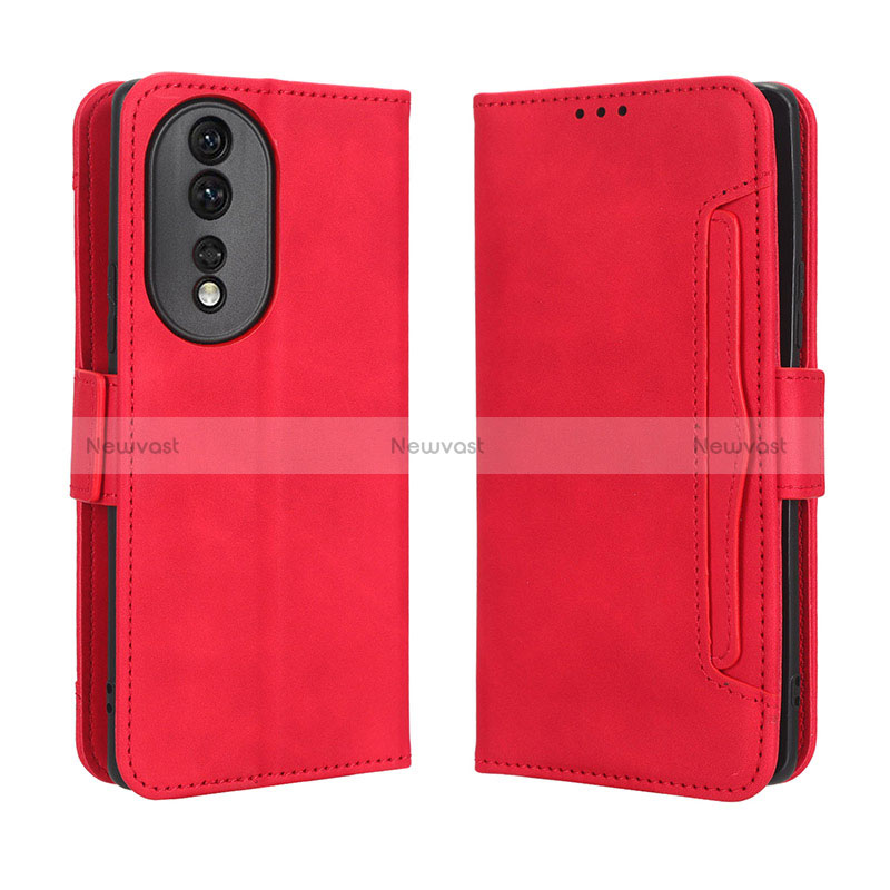 Leather Case Stands Flip Cover Holder BY3 for Huawei Honor 80 5G Red