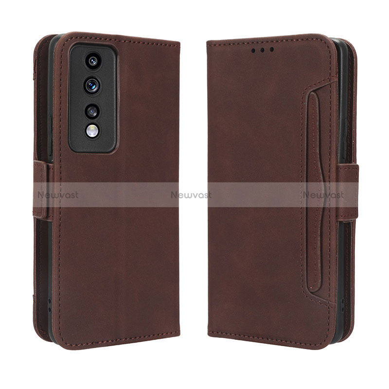 Leather Case Stands Flip Cover Holder BY3 for Huawei Honor 80 GT 5G Brown