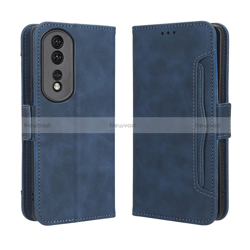 Leather Case Stands Flip Cover Holder BY3 for Huawei Honor 80 Pro 5G Blue