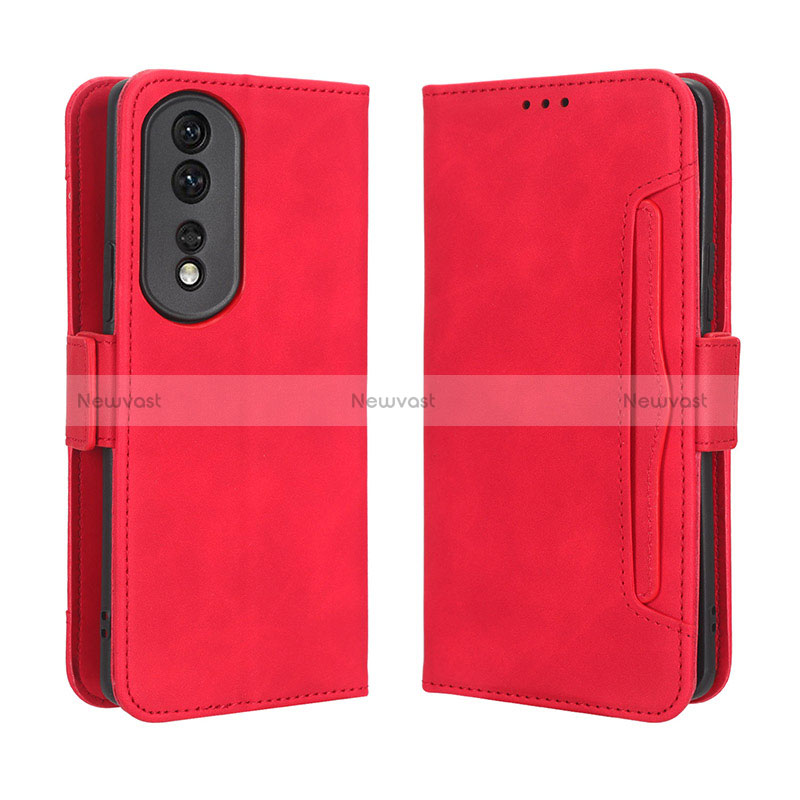 Leather Case Stands Flip Cover Holder BY3 for Huawei Honor 80 Pro 5G Red