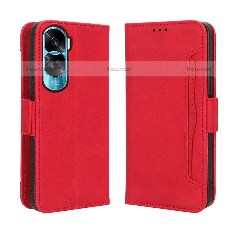 Leather Case Stands Flip Cover Holder BY3 for Huawei Honor 90 Lite 5G Red