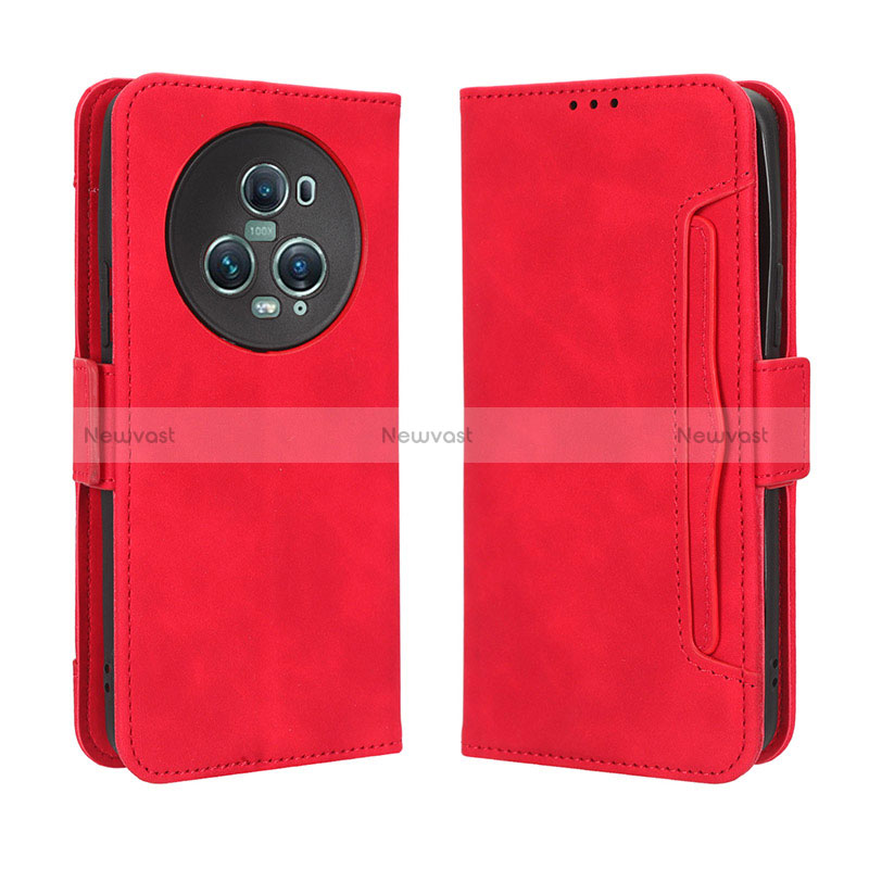 Leather Case Stands Flip Cover Holder BY3 for Huawei Honor Magic5 Pro 5G Red