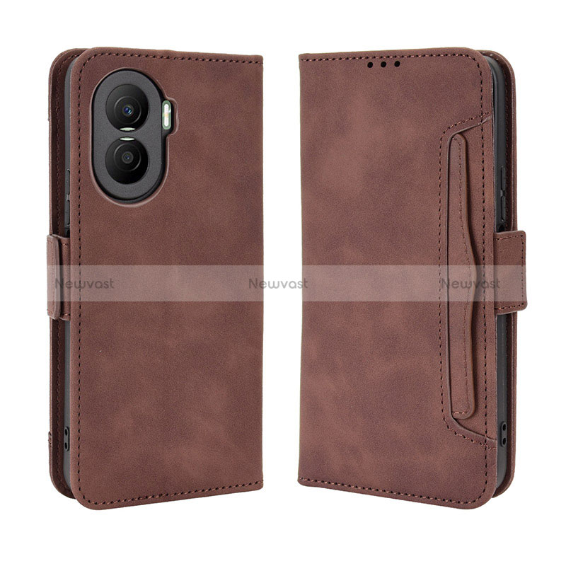 Leather Case Stands Flip Cover Holder BY3 for Huawei Honor X40i 5G Brown