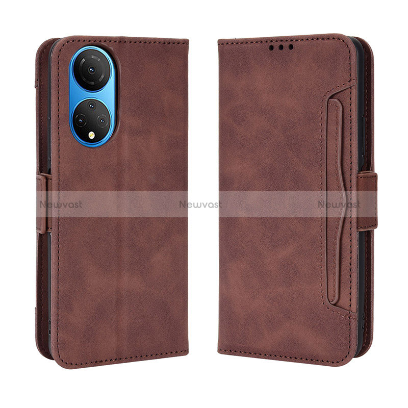 Leather Case Stands Flip Cover Holder BY3 for Huawei Honor X7 Brown