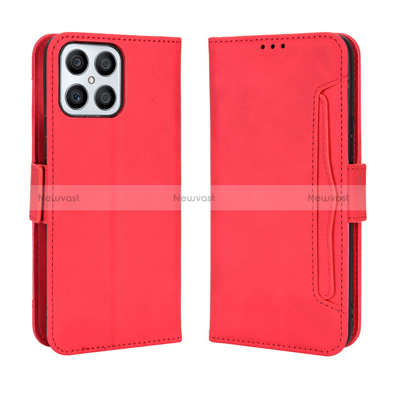 Leather Case Stands Flip Cover Holder BY3 for Huawei Honor X8 4G Red