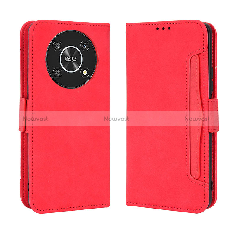 Leather Case Stands Flip Cover Holder BY3 for Huawei Honor X9 5G Red