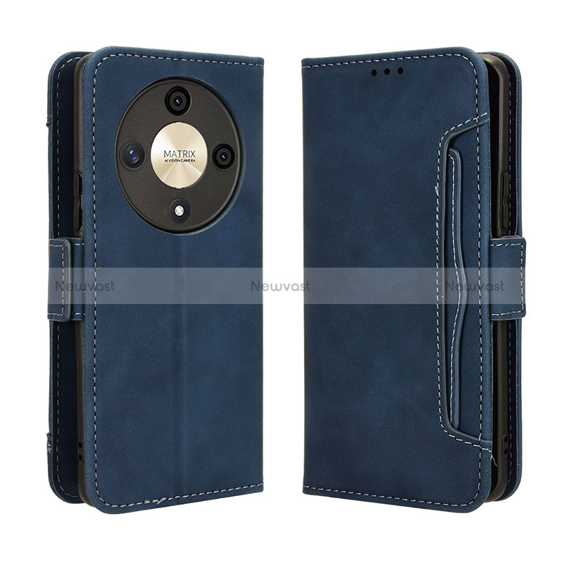 Leather Case Stands Flip Cover Holder BY3 for Huawei Honor X9b 5G Blue