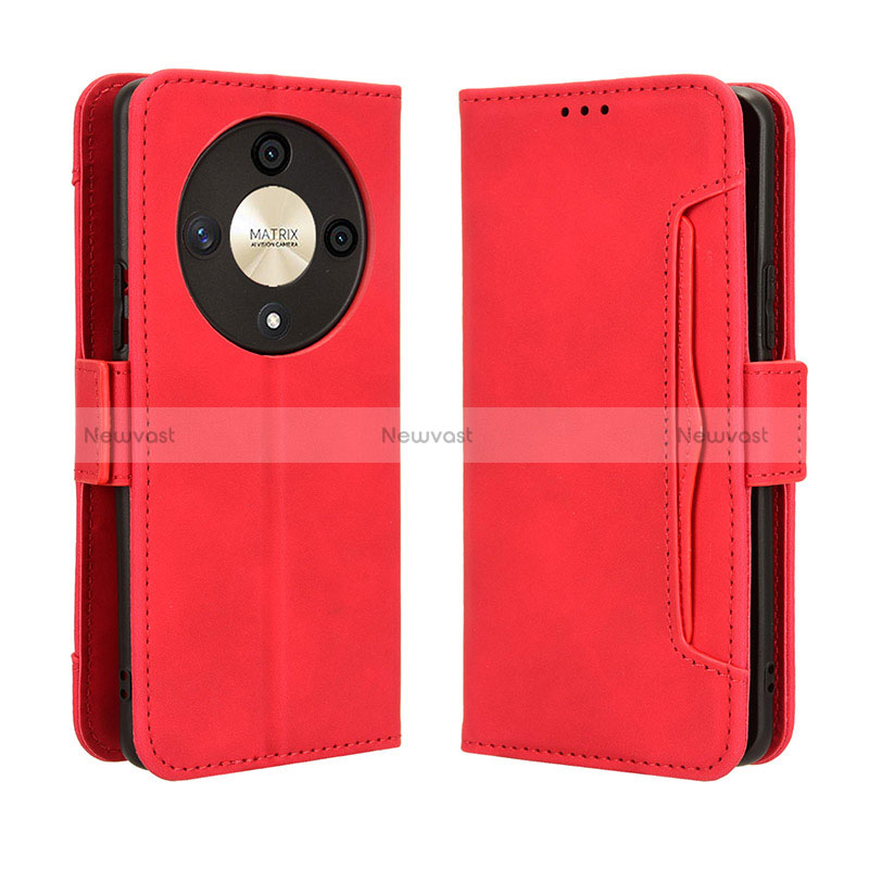 Leather Case Stands Flip Cover Holder BY3 for Huawei Honor X9b 5G Red