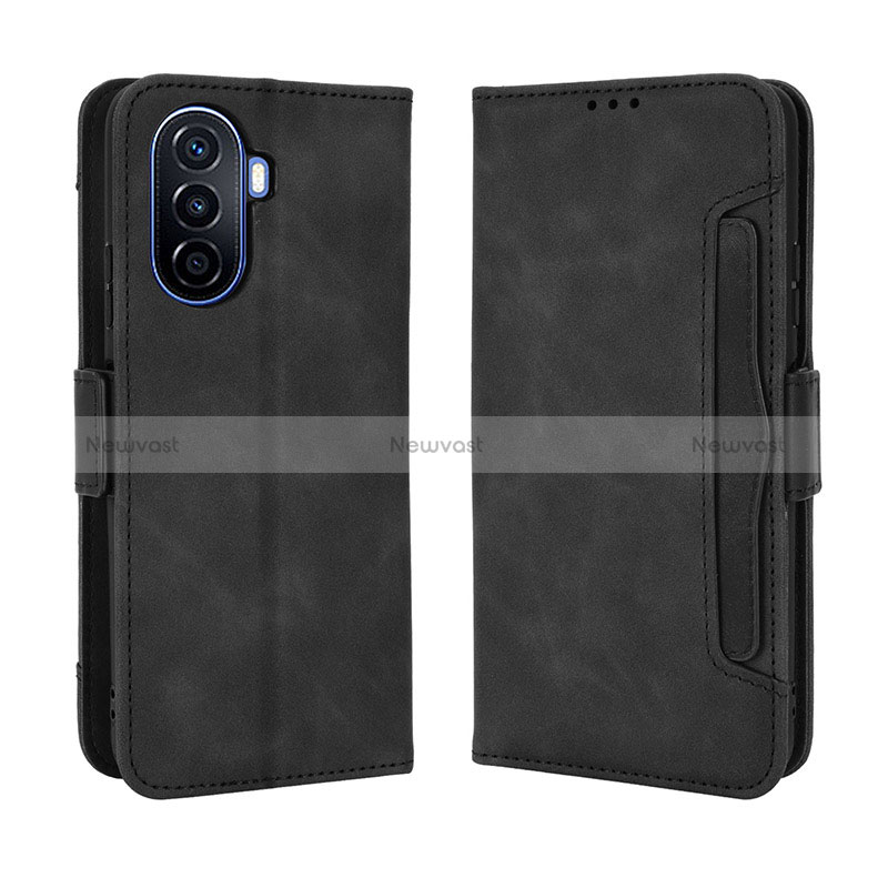 Leather Case Stands Flip Cover Holder BY3 for Huawei Nova Y70 Plus Black