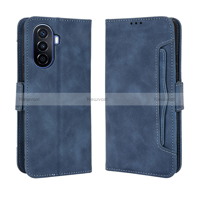 Leather Case Stands Flip Cover Holder BY3 for Huawei Nova Y70 Plus Blue