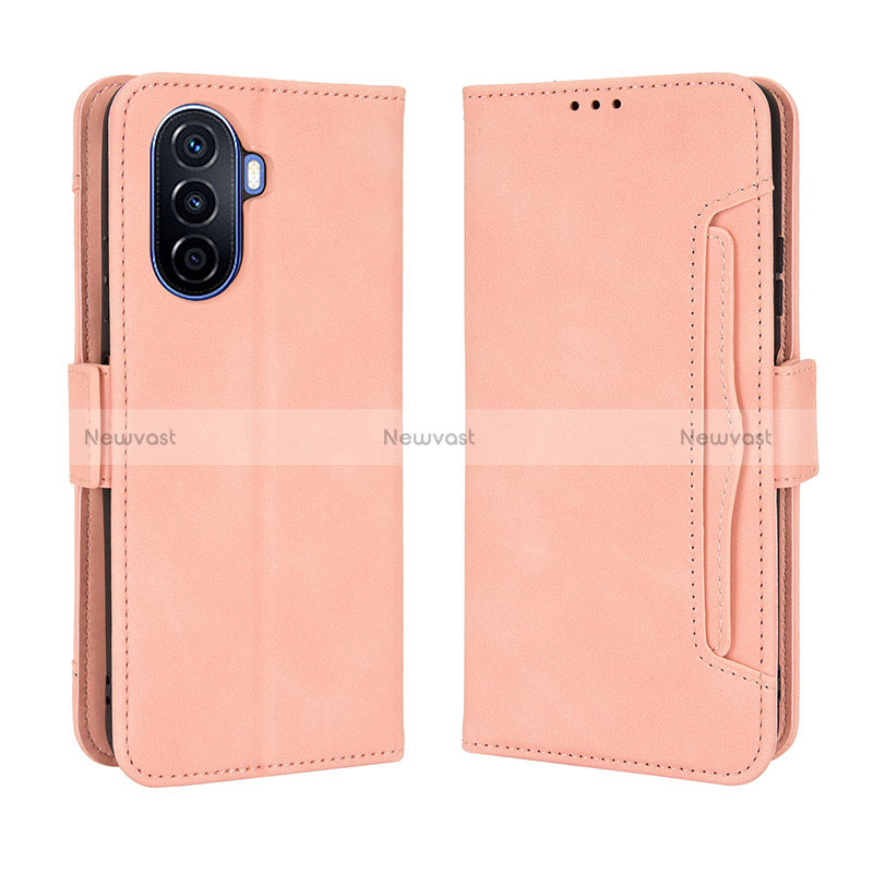 Leather Case Stands Flip Cover Holder BY3 for Huawei Nova Y70 Plus Pink