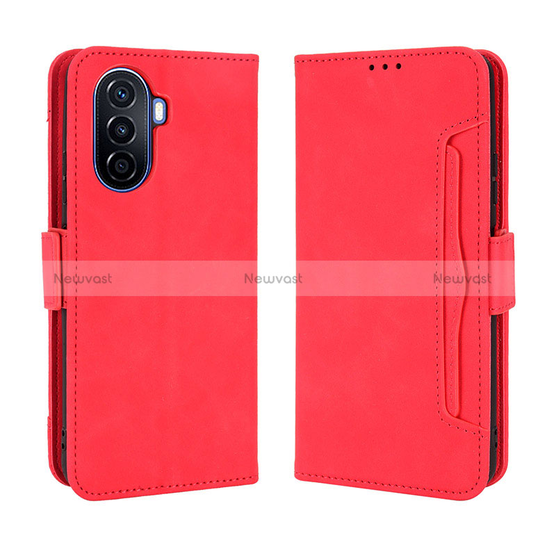 Leather Case Stands Flip Cover Holder BY3 for Huawei Nova Y70 Plus Red