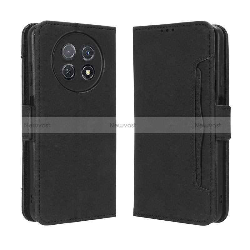 Leather Case Stands Flip Cover Holder BY3 for Huawei Nova Y91 Black