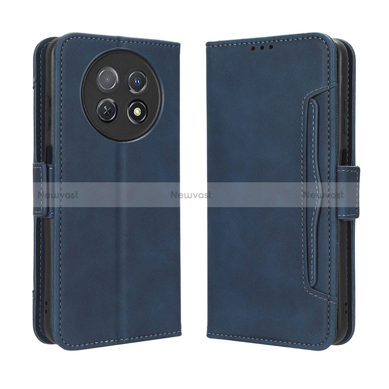 Leather Case Stands Flip Cover Holder BY3 for Huawei Nova Y91 Blue