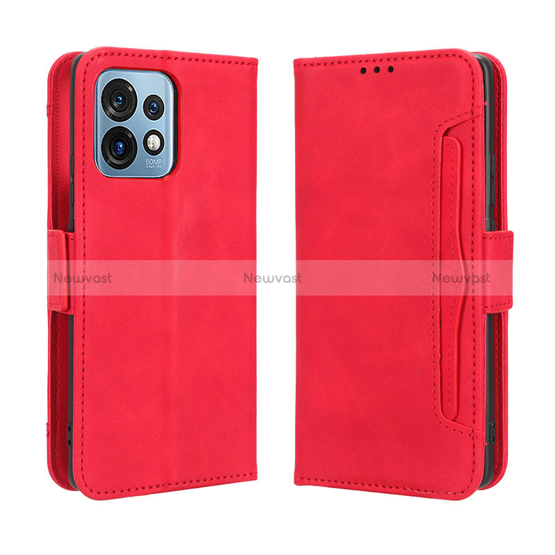 Leather Case Stands Flip Cover Holder BY3 for Motorola Moto Edge 40 Pro 5G Red