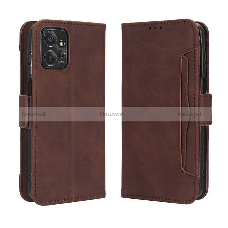 Leather Case Stands Flip Cover Holder BY3 for Motorola Moto G Power 5G (2023) Brown