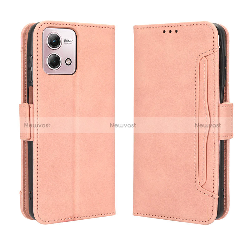 Leather Case Stands Flip Cover Holder BY3 for Motorola Moto G Stylus (2023) 5G Pink