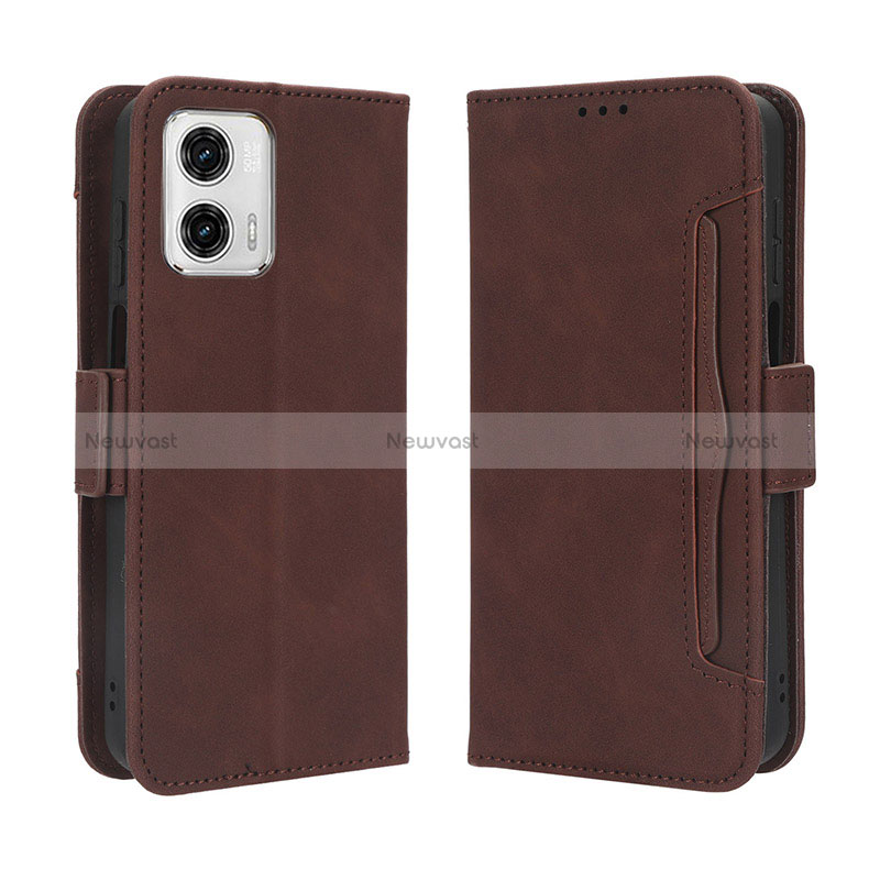 Leather Case Stands Flip Cover Holder BY3 for Motorola Moto G73 5G