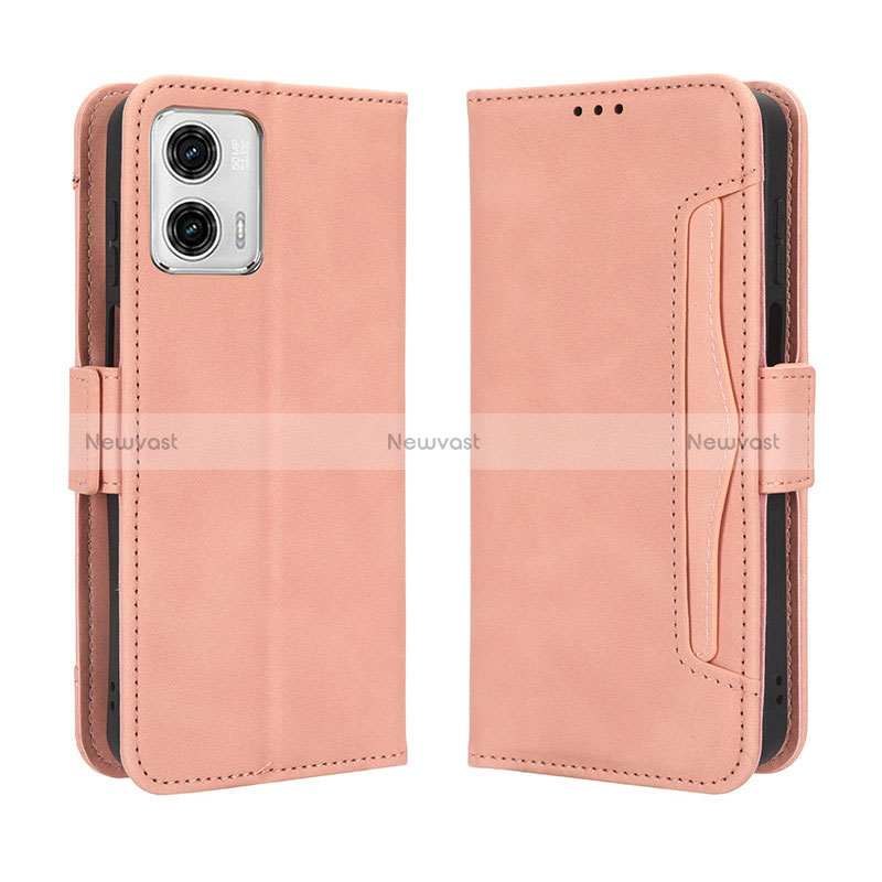 Leather Case Stands Flip Cover Holder BY3 for Motorola Moto G73 5G