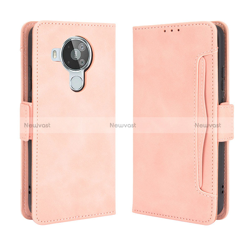 Leather Case Stands Flip Cover Holder BY3 for Nokia 7.3 Pink