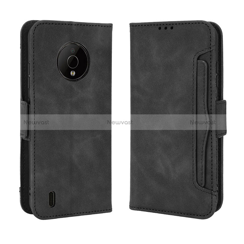 Leather Case Stands Flip Cover Holder BY3 for Nokia C200 Black