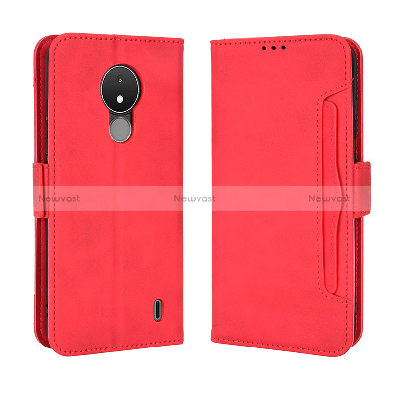 Leather Case Stands Flip Cover Holder BY3 for Nokia C21 Red