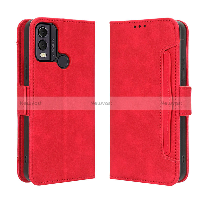 Leather Case Stands Flip Cover Holder BY3 for Nokia C22 Red