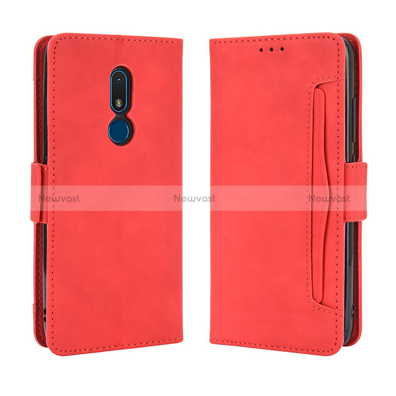 Leather Case Stands Flip Cover Holder BY3 for Nokia C3 Red