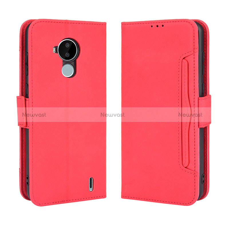 Leather Case Stands Flip Cover Holder BY3 for Nokia C30 Red