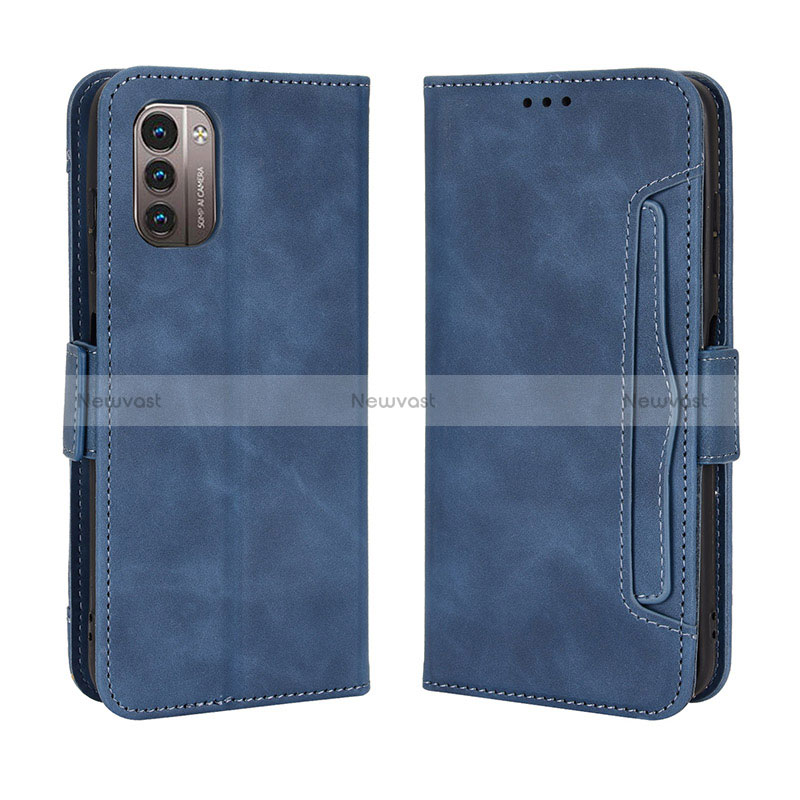 Leather Case Stands Flip Cover Holder BY3 for Nokia G11 Blue