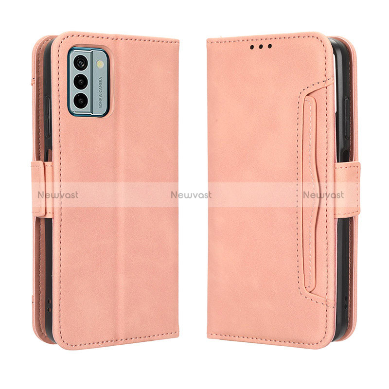 Leather Case Stands Flip Cover Holder BY3 for Nokia G22 Pink