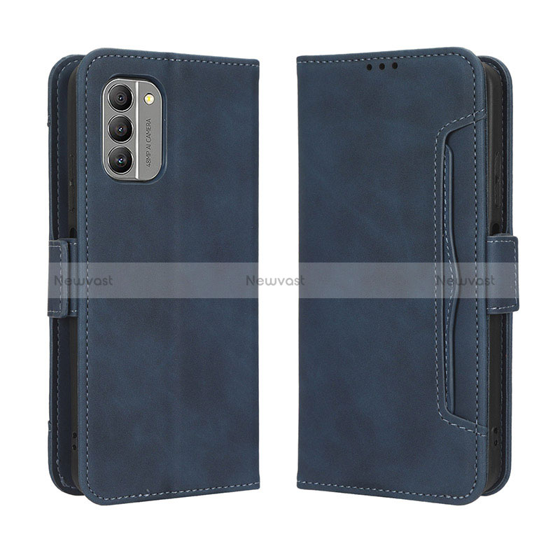 Leather Case Stands Flip Cover Holder BY3 for Nokia G400 5G Blue