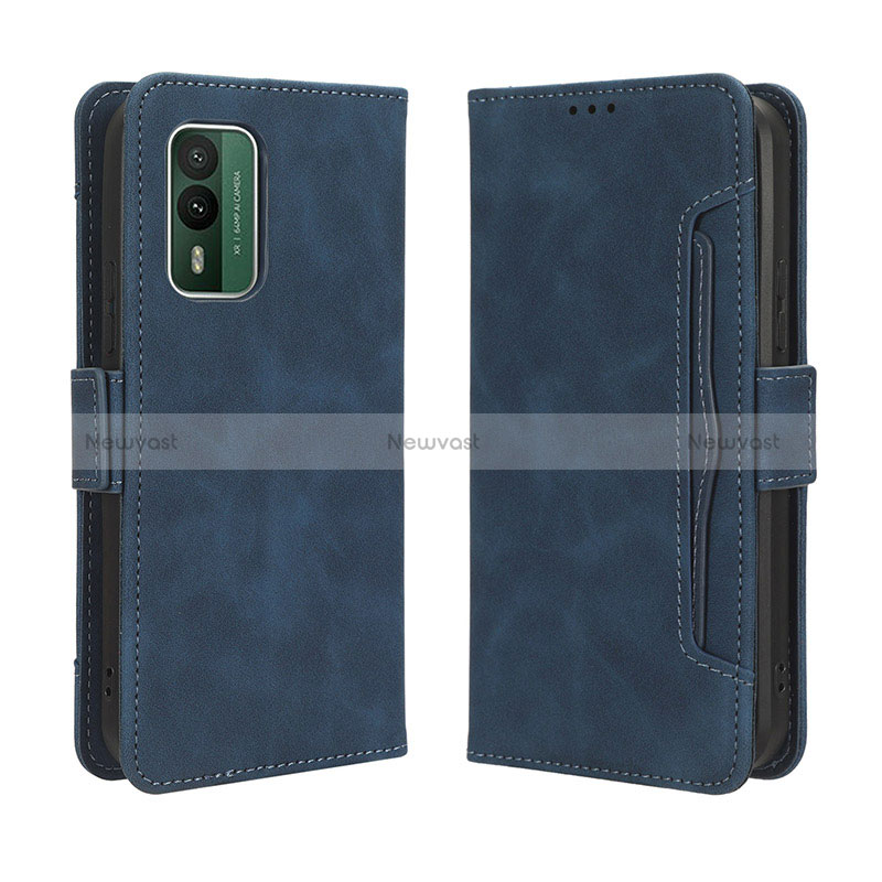 Leather Case Stands Flip Cover Holder BY3 for Nokia XR21 Blue