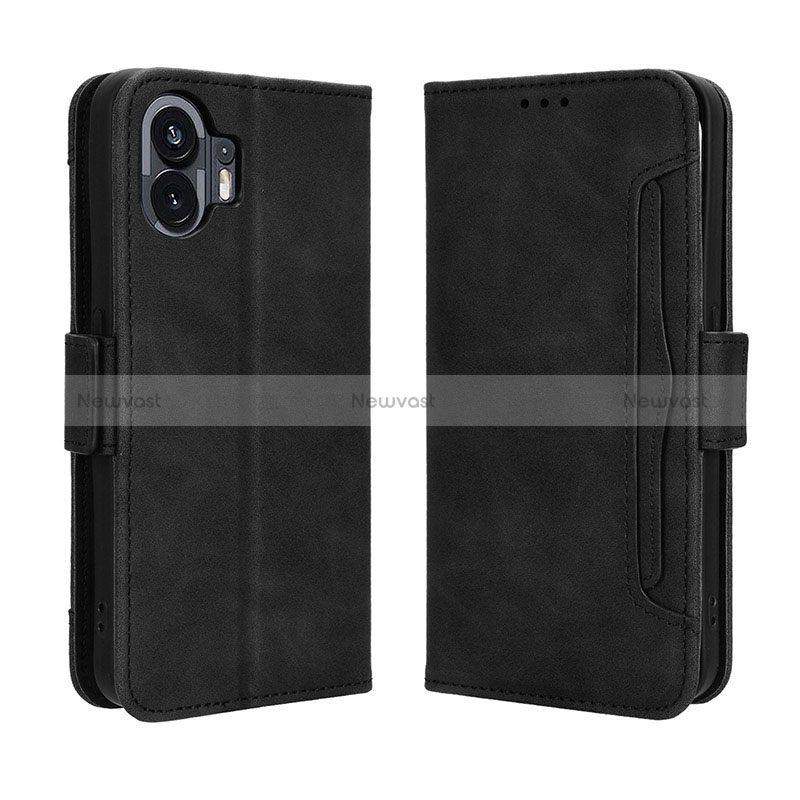 Leather Case Stands Flip Cover Holder BY3 for Nothing Phone 2 Black