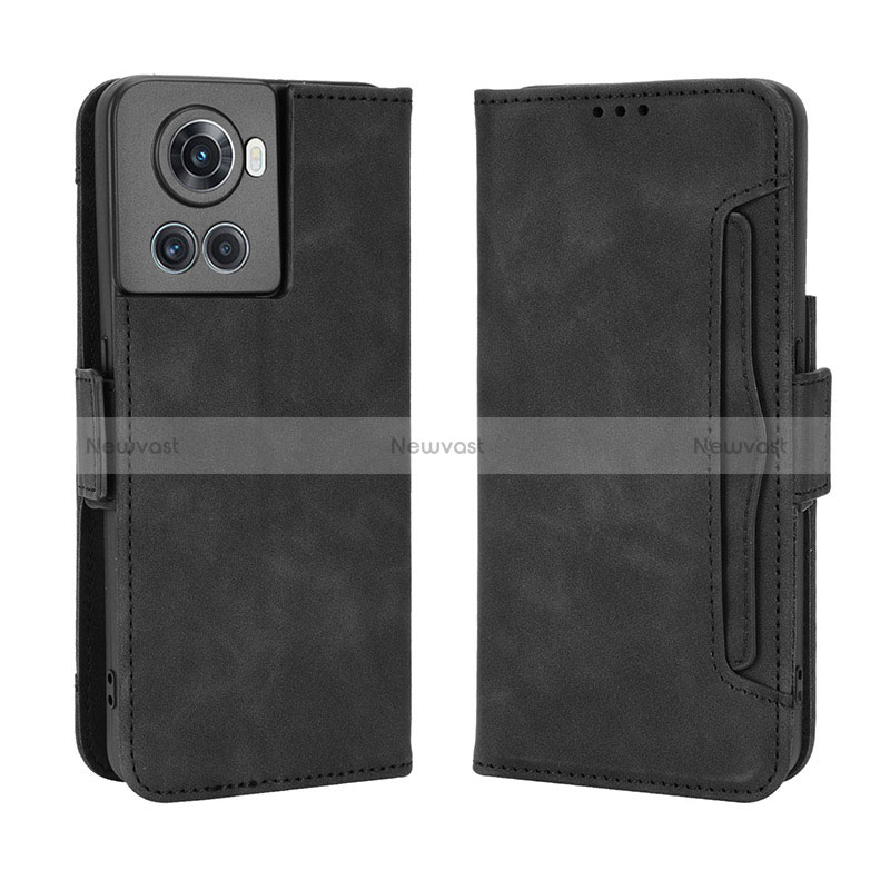 Leather Case Stands Flip Cover Holder BY3 for OnePlus 10R 5G Black