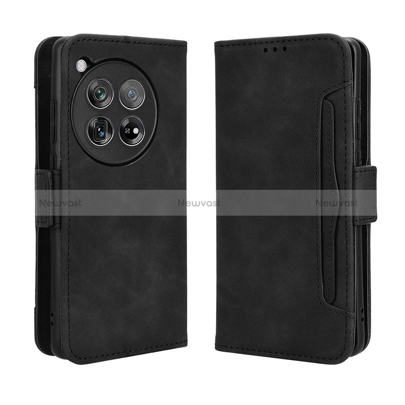 Leather Case Stands Flip Cover Holder BY3 for OnePlus 12 5G Black