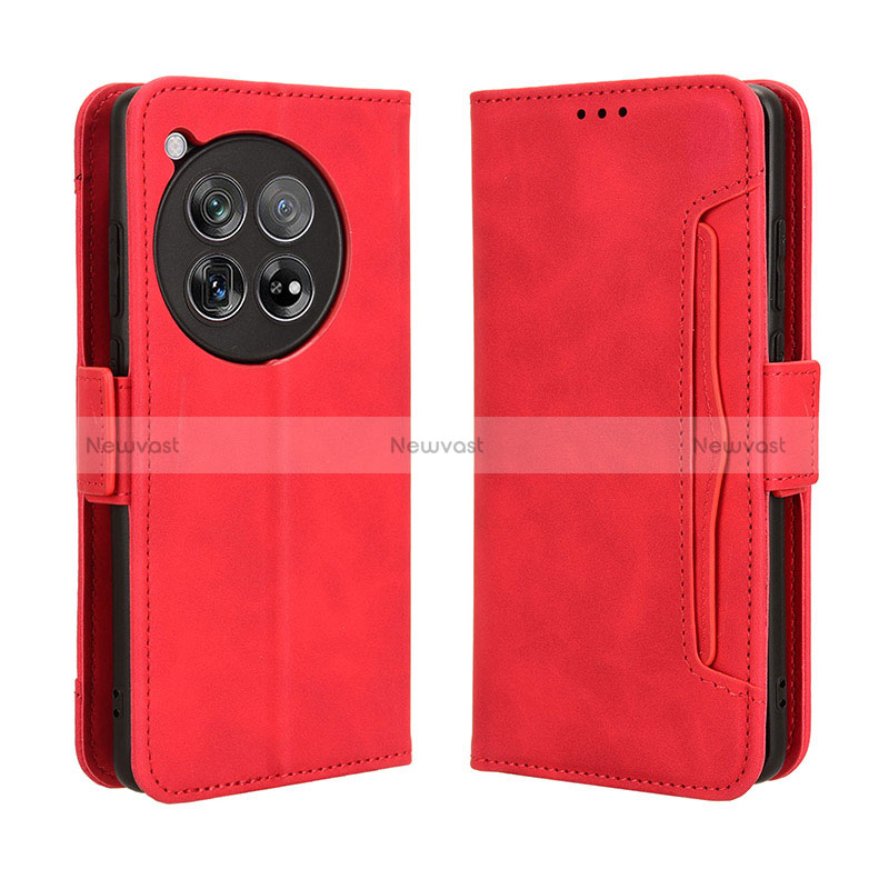 Leather Case Stands Flip Cover Holder BY3 for OnePlus 12 5G Red