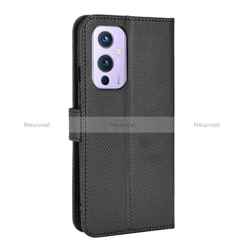 Leather Case Stands Flip Cover Holder BY3 for OnePlus 9 5G Black