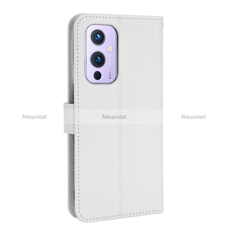 Leather Case Stands Flip Cover Holder BY3 for OnePlus 9 5G White