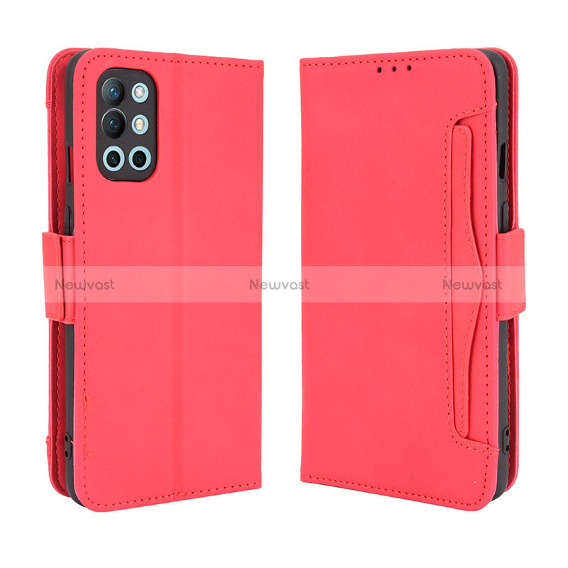 Leather Case Stands Flip Cover Holder BY3 for OnePlus 9R 5G Red