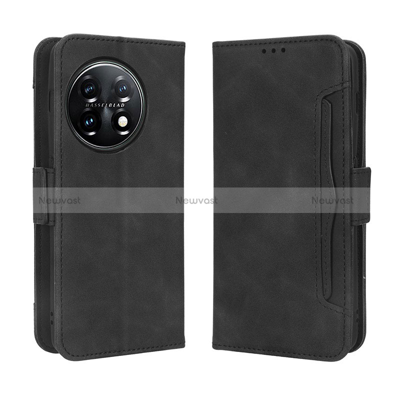 Leather Case Stands Flip Cover Holder BY3 for OnePlus Ace 2 5G Black