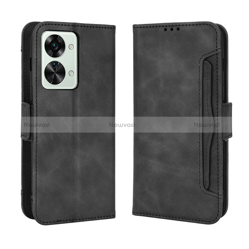 Leather Case Stands Flip Cover Holder BY3 for OnePlus Nord 2T 5G Black