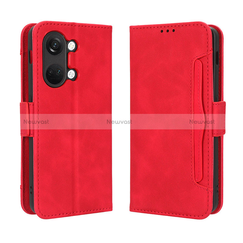 Leather Case Stands Flip Cover Holder BY3 for OnePlus Nord 3 5G Red