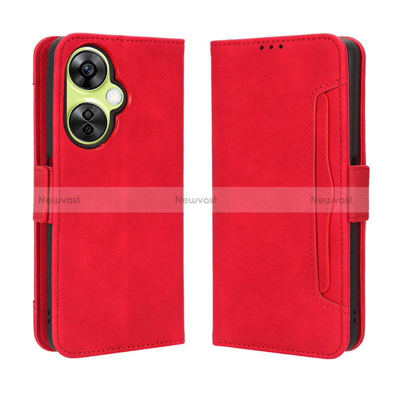 Leather Case Stands Flip Cover Holder BY3 for OnePlus Nord CE 3 Lite 5G Red