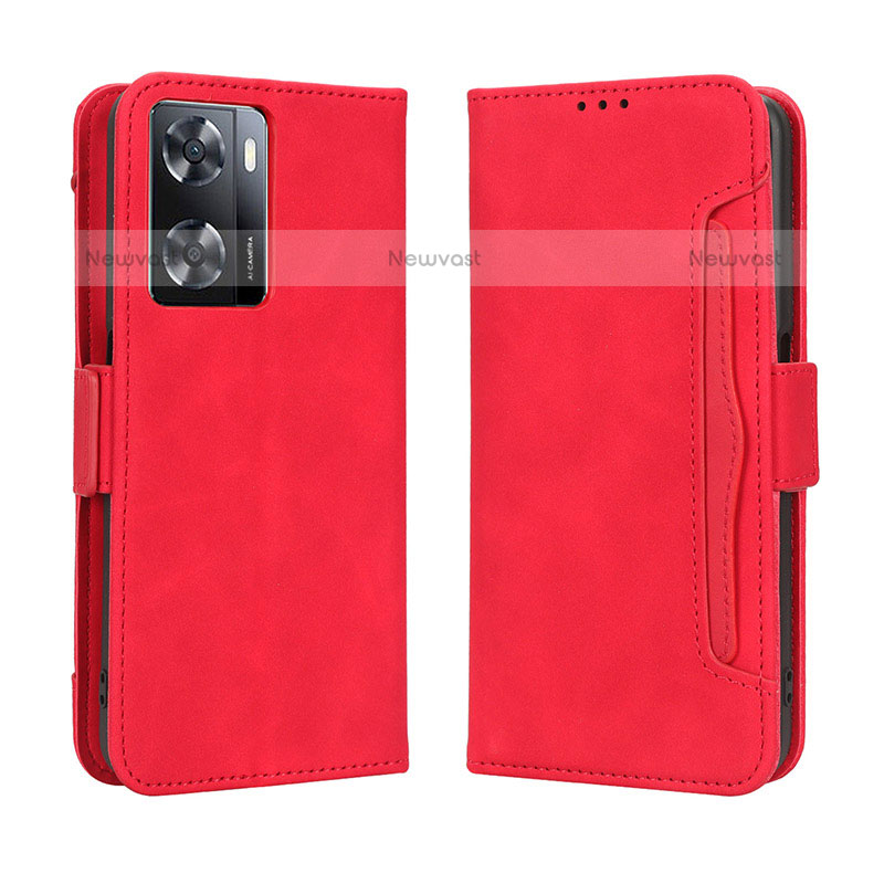 Leather Case Stands Flip Cover Holder BY3 for OnePlus Nord N20 SE Red