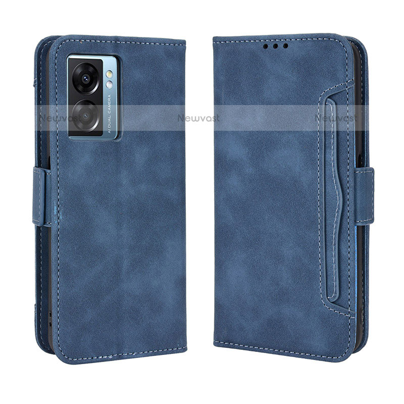 Leather Case Stands Flip Cover Holder BY3 for OnePlus Nord N300 5G Blue